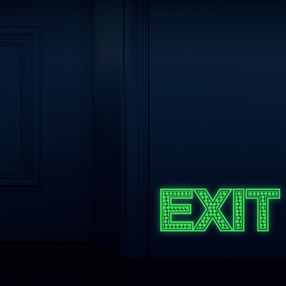Emergency Exit Sign - 3 stuks nachtgloeiende uitgangssticker, licht fluorescerend