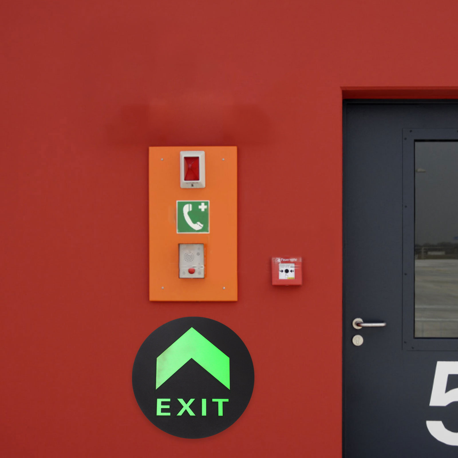 Emergency Exit Sign - 5 stuks nachtelijk lichtgevende uitgangsbord vloersticker