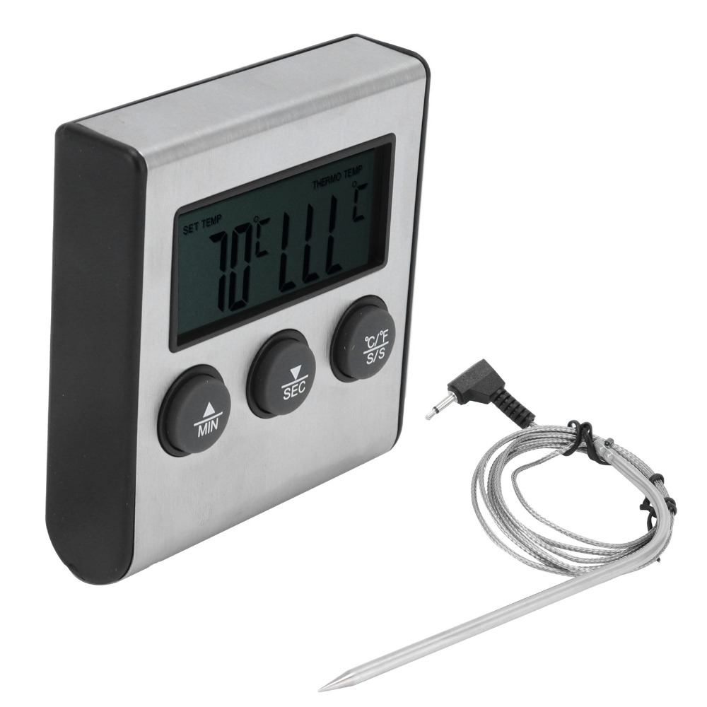 Pool Alarm Float - Zilveren digitale BBQ-vleesthermometer Groot LCD-scherm Timer