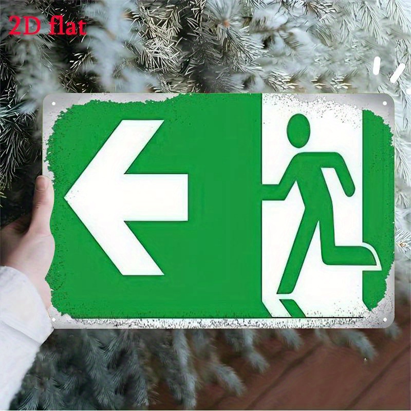 Emergency Exit Sign - Metalen Nooduitgangbord - Groen & Wit