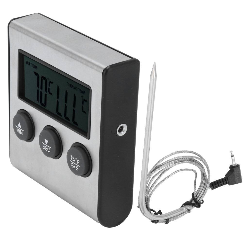 Pool Alarm Float - Zilveren digitale BBQ-vleesthermometer Timer Alarm Bedrade